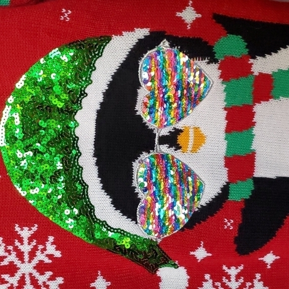 Kids Penguin Ugly Christmas Sweater w/ Sequins - Picture 4 of 5